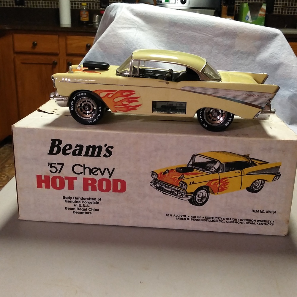 Vintage empty Jim Beam 1957 Chevy Hot Rod decanter